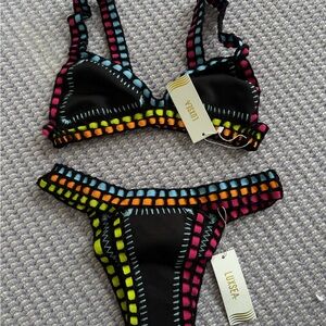 Black Multicolor Bikini Set